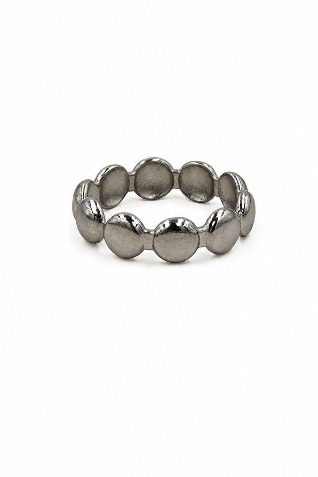 Minimalist Round Detailed Steel Ring - Modern Design for Everyday Elegance