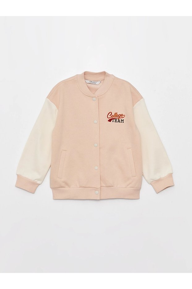 Lcw Kids Pink Embroidered Long Sleeve Girls' College Jacket