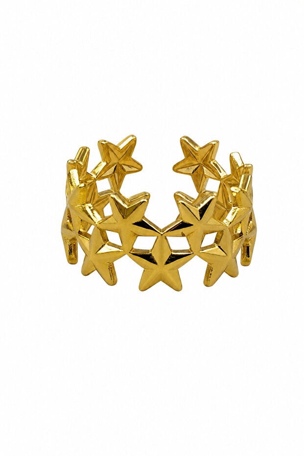 Star Design Adjustable Yellow Color Steel Ring - Casual Elegance