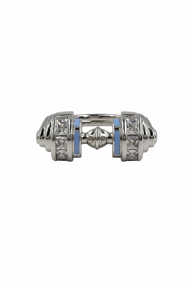 Modern Design Gray Steel Ring with Zircon Stone Detail