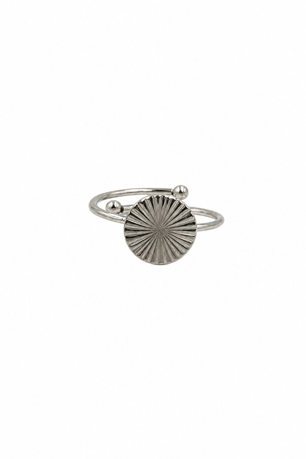 Stylish and Modern Adjustable Steel Ring, Sun Pattern Open Model Women's Ring