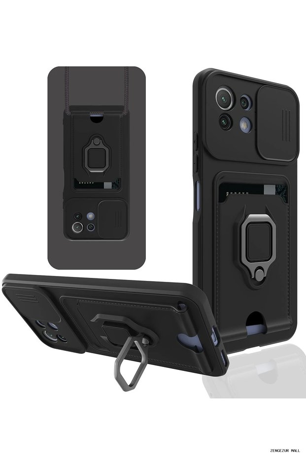Zngzrmll Mi 11 Lite Case Zuma Silicone with Business Card Holder and Ring (191500) - Black
