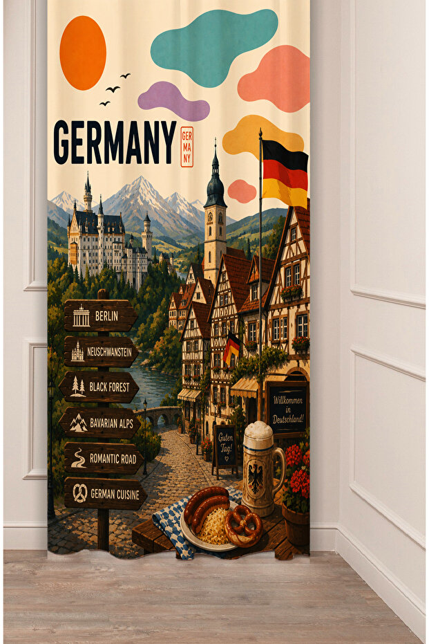 Deutschland Germany Patterned Digital Printed Background Curtain