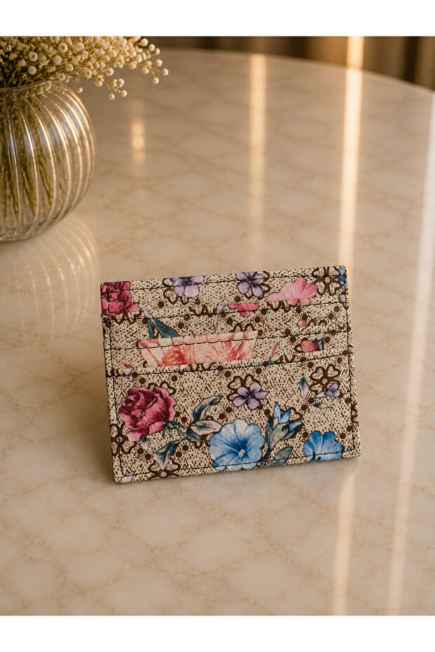 Women's Patterned Multi-Compartment Card Holder Wallet Multi-Compartment Mini Hand Portfolio Stylish Design Practical Use