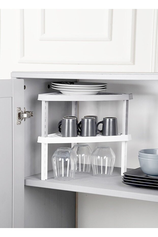 Set of 2 triangle legged shelf organizer and riser g-235