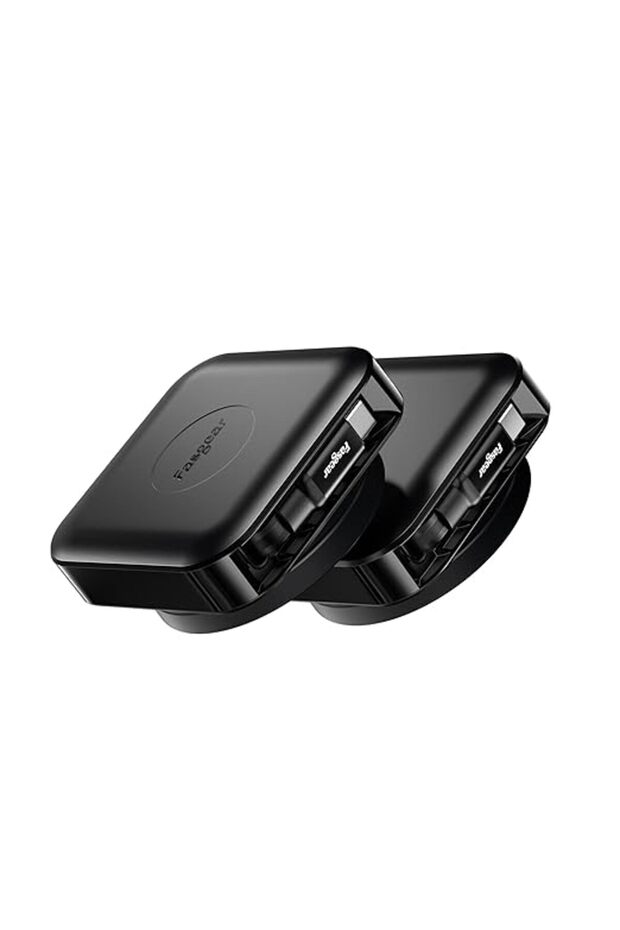 كابل USB C قابل للسحب، عبوة من قطعتين، سلك شحن 60 واط (2 متر، أسود)