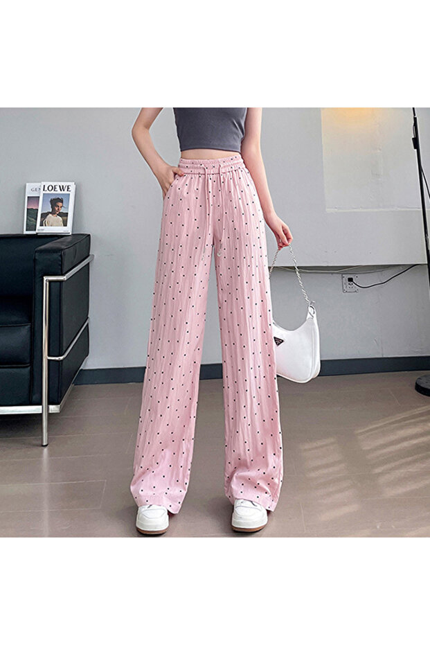 Women's Polka Dot Wide-Leg Trousers
