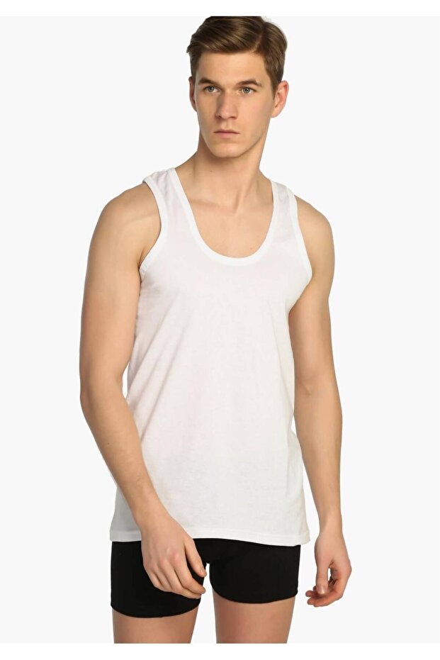 Tutku-Men's White Classic Undershirt Elf568Tccm New Season (8 Pieces Economic Package)