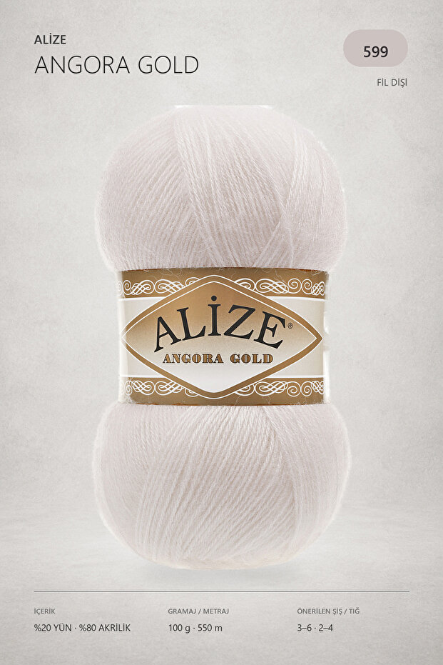 Angora Gold 20% Wool Hand Knitting Yarn 599 Ivory