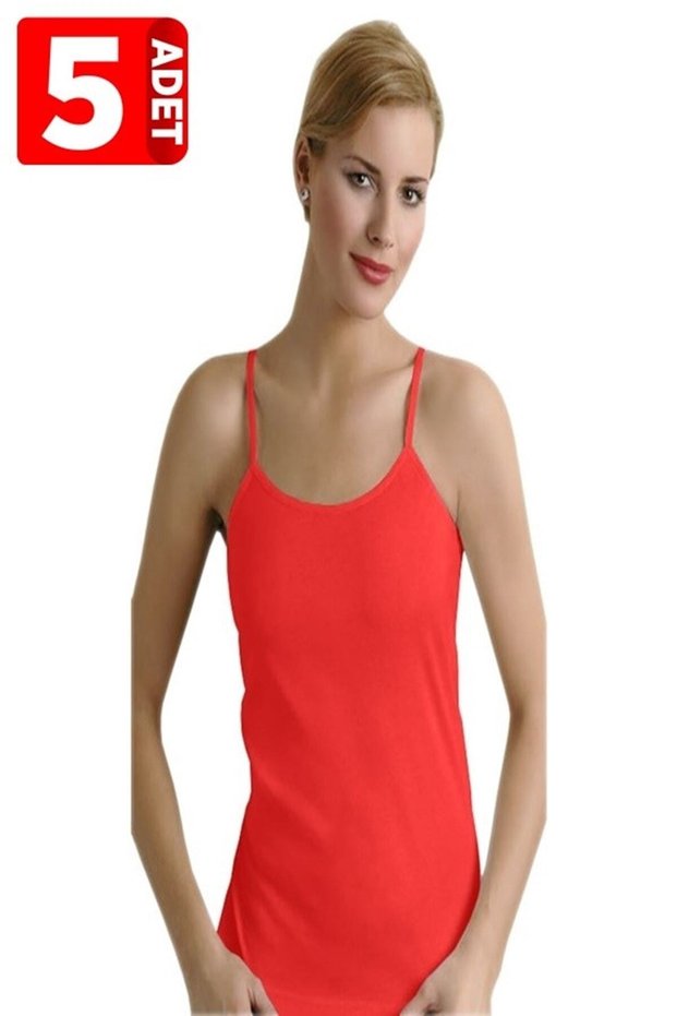 Pack of 5 100% Cotton 100% Cotton Colored Rope Suspender Undershirt Red