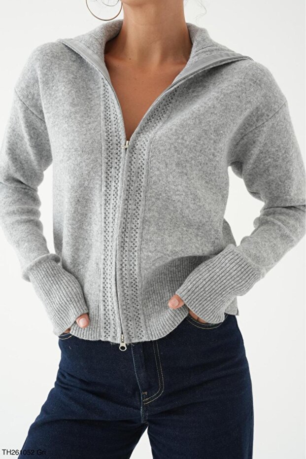 Shawl Collar Double Zipper Premium Soft Cardigan