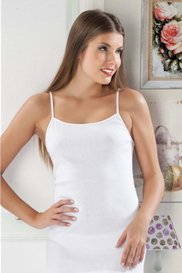 Tutku-Women's White 8-Pack 2006 String Strap Undershirt
