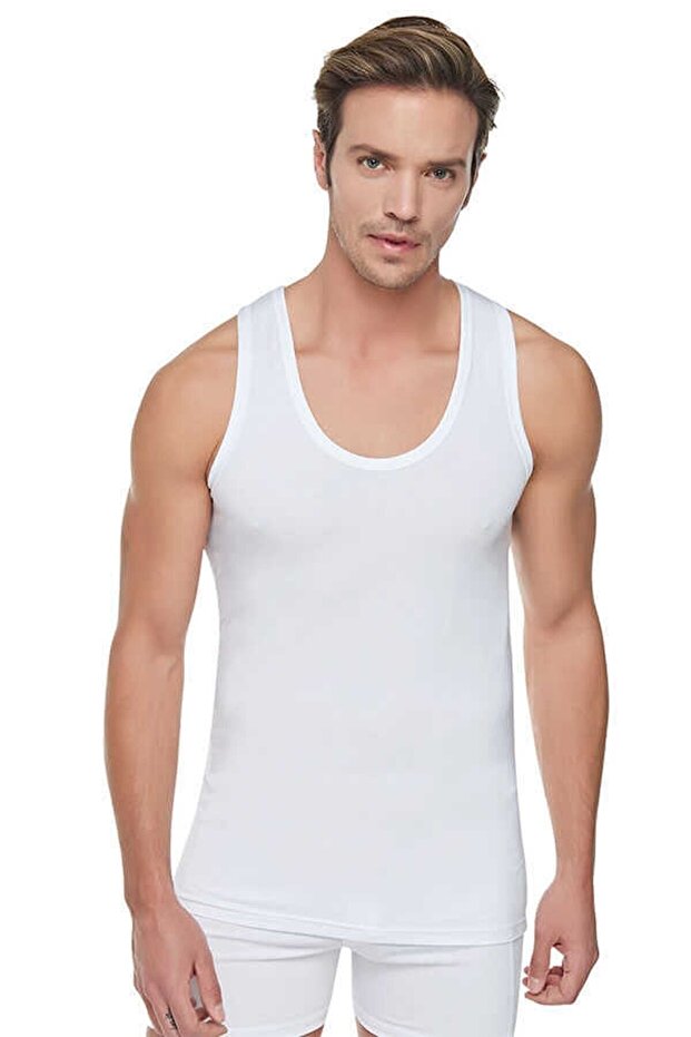 Tutku-Men's White Classic Undershirt Mrt0101B