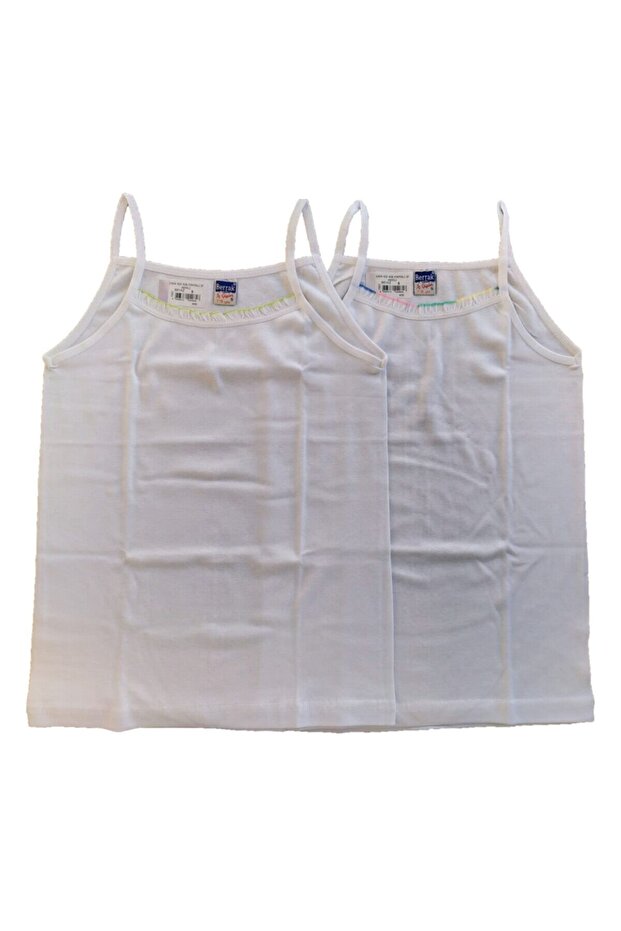 Tutku-Ribana Girls' Undershirt with Ruffled Ribbed Rope Straps