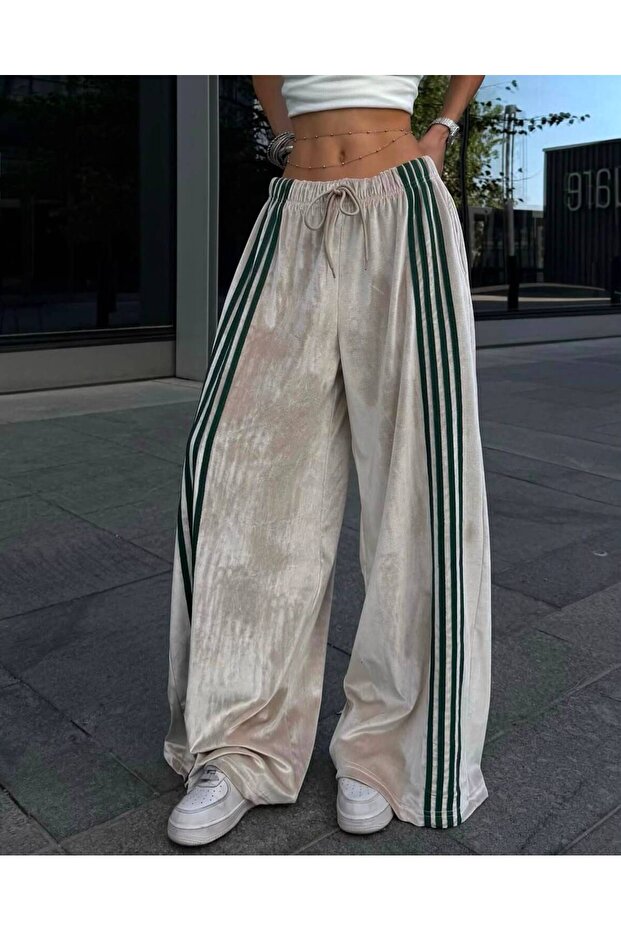 Trend Oversize Flexible Waist Bol Pocket Shaped Velvet Fabric Palazzo Tracksuits
