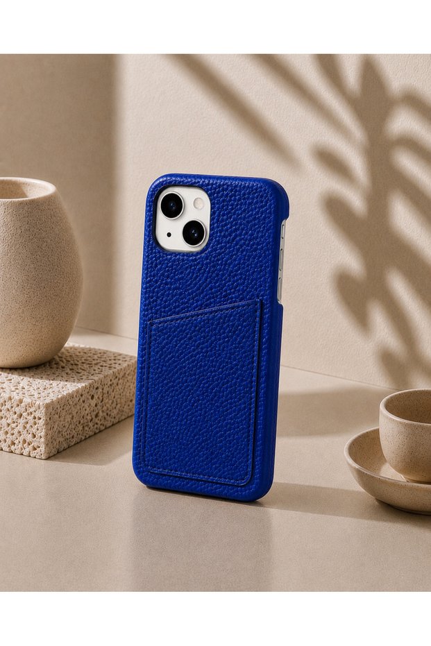 iPhone 14 Plus (6.7 Inch) Compatible Leather Phone Case with Open Sides, Frameless Slim Design, Card Holder Compartment and Card Holder