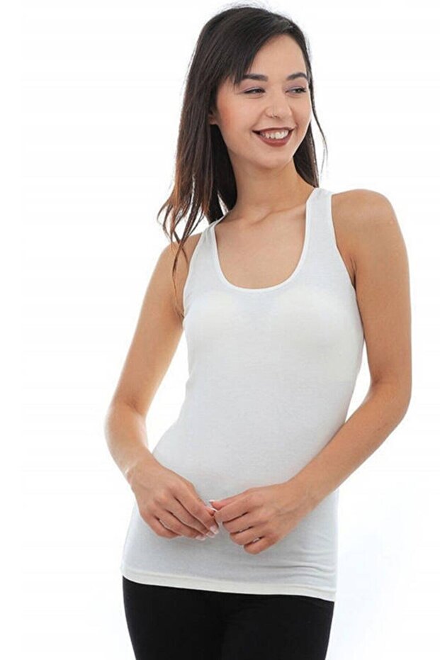 Tutku-Women's White Thick Strap Sports Tank Top