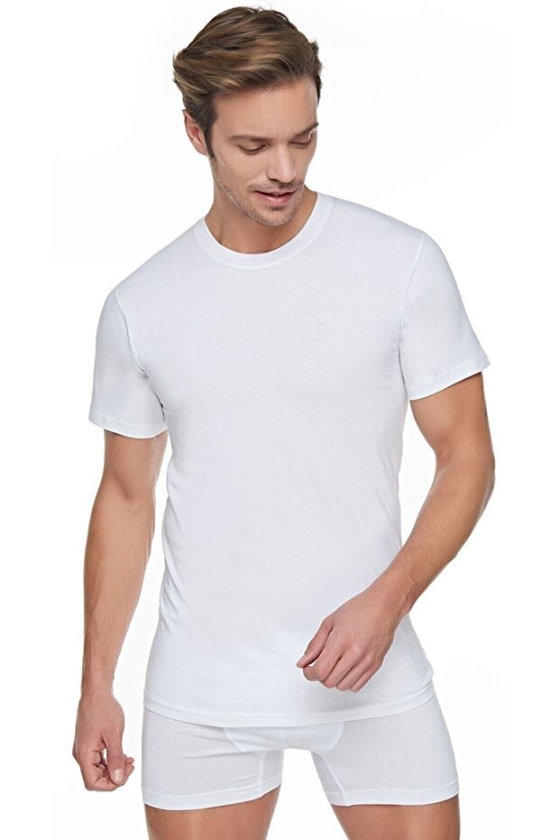 Ser0004 Seher Armbanded Zero Collar 6 Pieces Men's Undershirt White