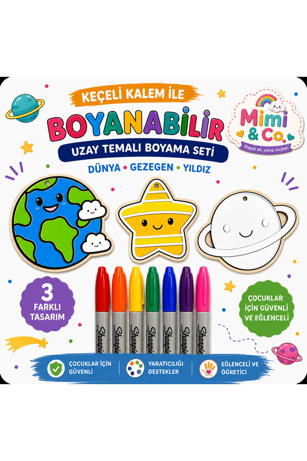 Uzay temalı boyama seti
