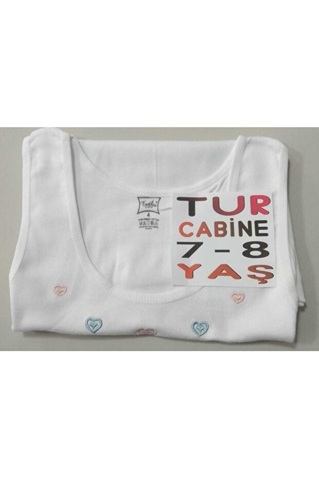 Tutku-Kız Çocuk 7-8 Years Old Cotton Flexible Ribbed Thick Strap White Color Undershirt 1 Piece
