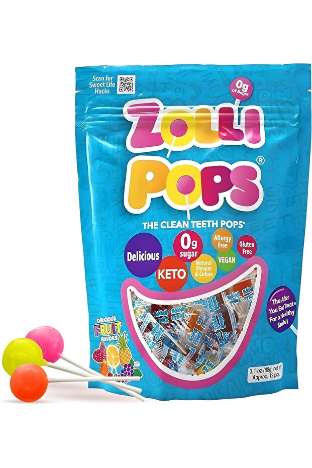 Zolli Pops Clean Teath Pops Mix Fruit 3.1Oz