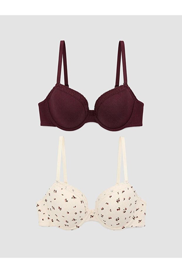 Underwire Non-Padded Floral T-Shirt Bra 2-Pack (W6)