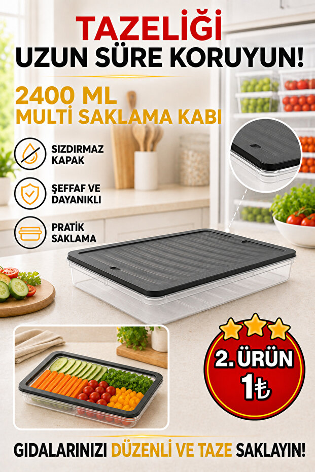 2400 ml Multi Storage Container with Lid Freezer Storage Container - 2. Product 1 Tl