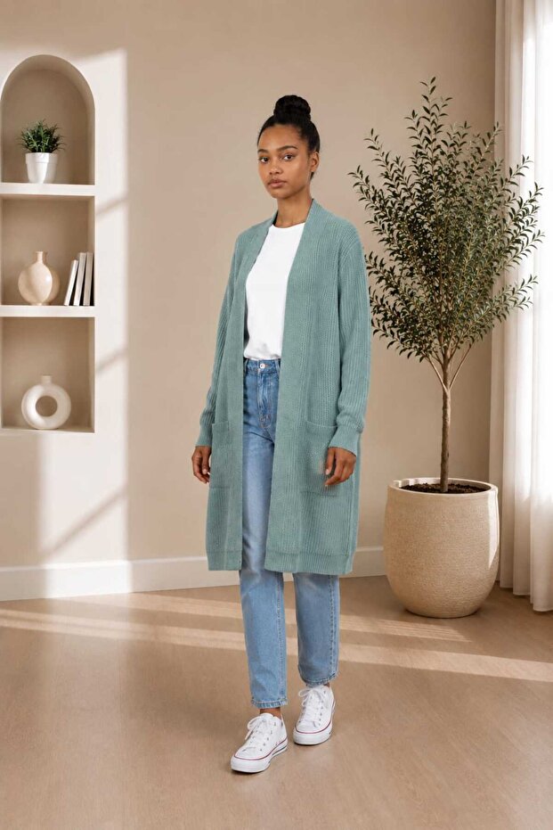 Women's Long Knitwear Cardigan with Pockets Oversize Comfortable Fit