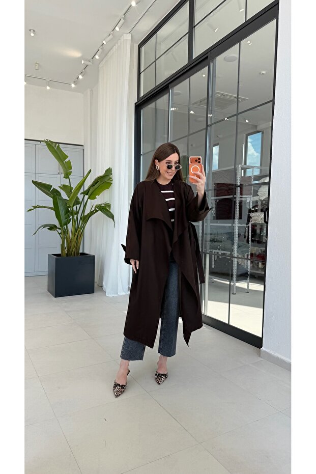 Bitter Brown Belted Trench Coat