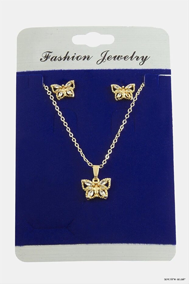 Spt-Gld Zircon Stone Set Necklace (03757) Silver Color