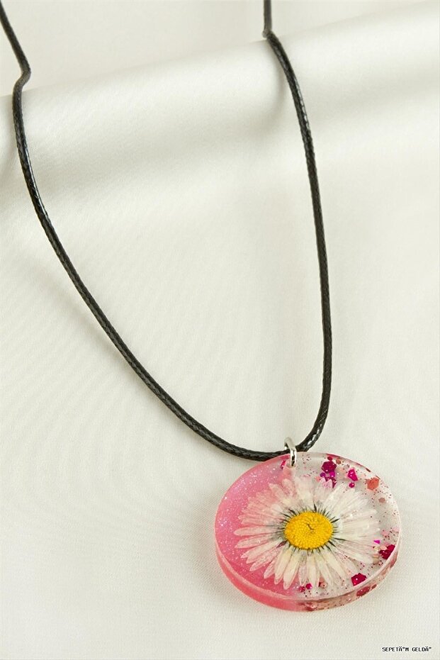 Spt-Gld Daisy Epoxy (04512) Necklace Pink
