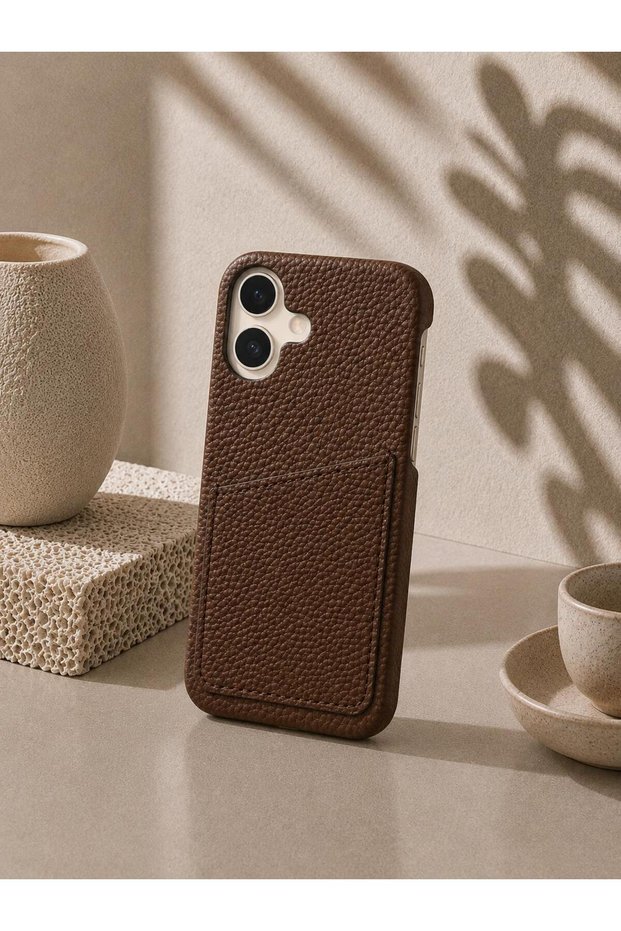 iPhone 17 (6.3 Inch) Compatible Leather Phone Case with Open Sides, Frameless Slim Design, Card Holder Compartment and Card Slot