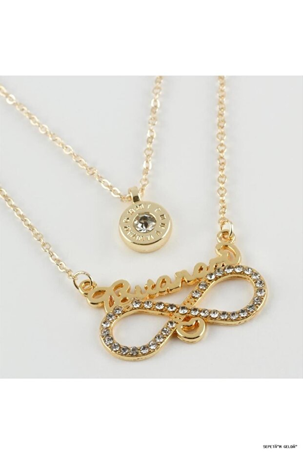 Spt-Gld Bitanem New Season Double Necklace with Infinity Figure (00950) Yellow Standard