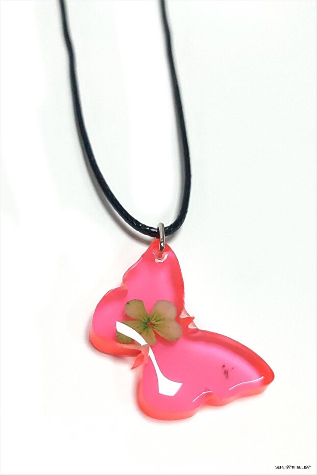 Spt-Gld Snowball Flower Epoxy Necklace (235319) Pink