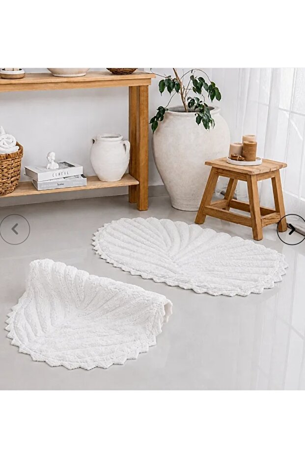 Zebra Casa Rosette 100% Cotton 2-Piece Bath Mat Set Cream