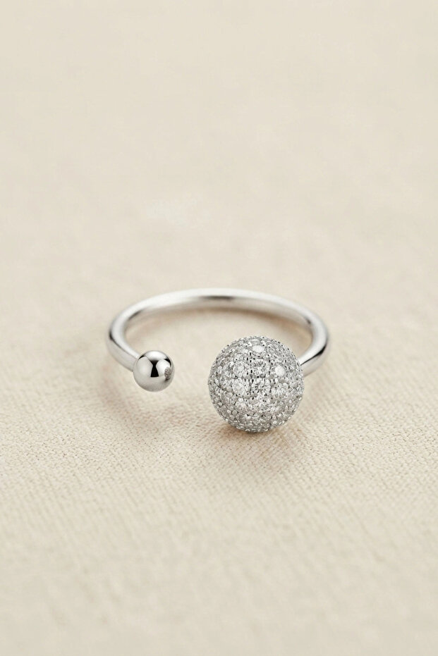 Silver Color Zircon Stone Topcuk Model Women's Ring