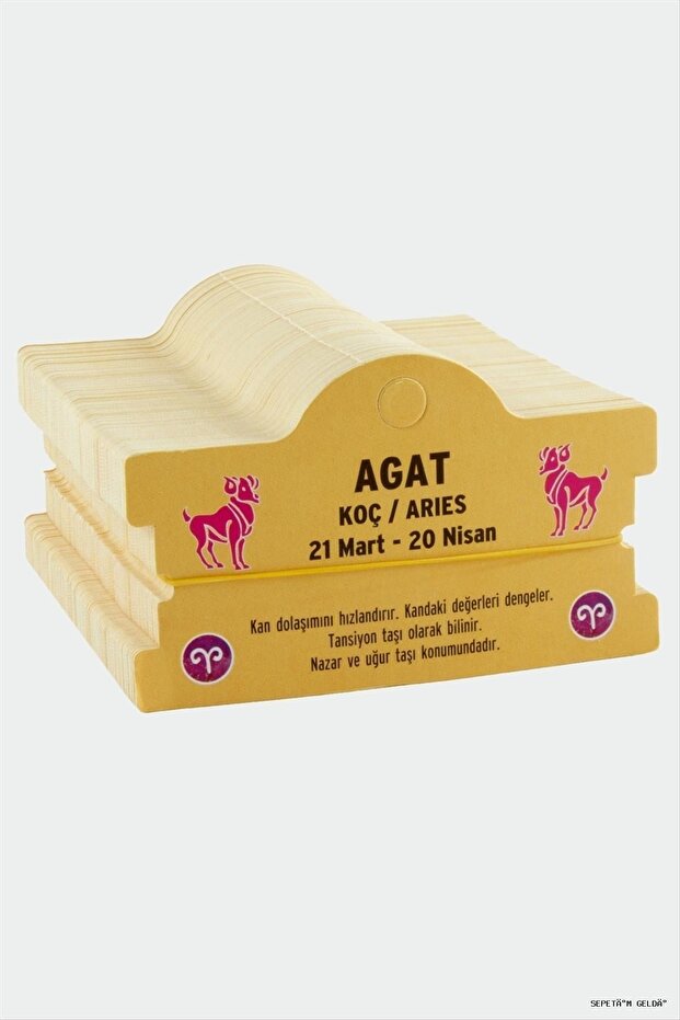 Spt-Gld Agat & Aries Zodiac Bracelet (00747) Card Yellow