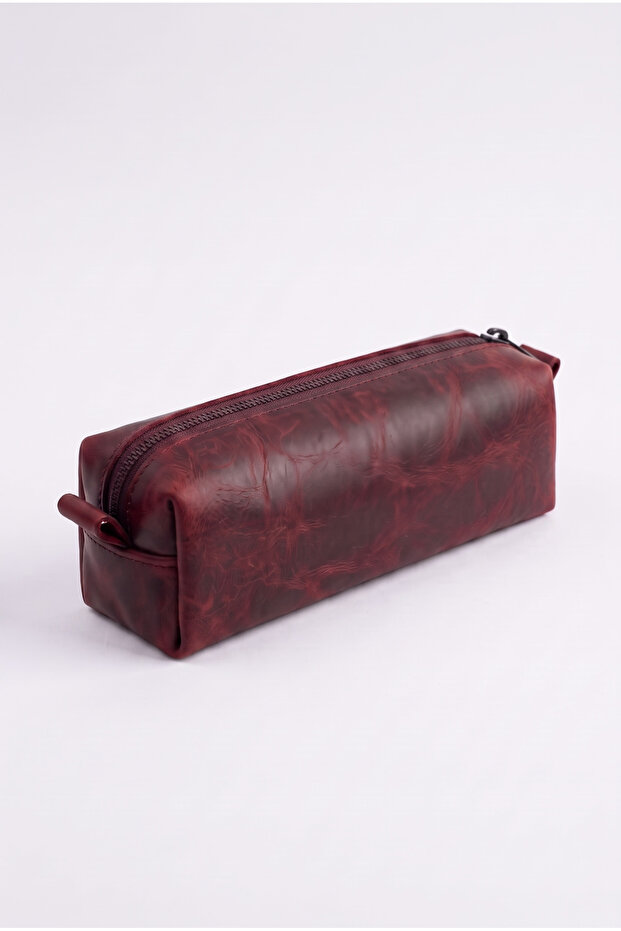 100% Genuine Leather Pen Holder-Pencil Case Minimal-Wide Iron Zippered Pen Holder