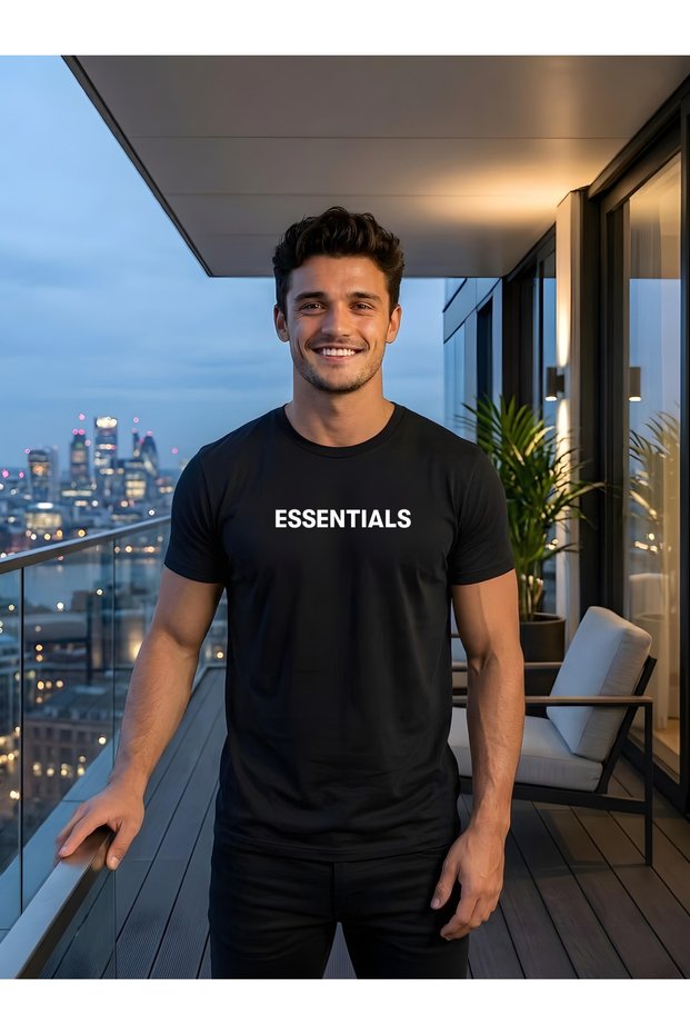 Essentials Black Tshirt Classic Design