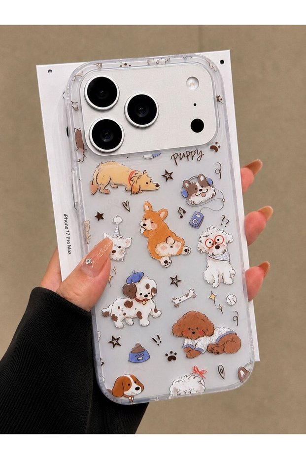 iPhone 17 Pro Compatible (Internally Printed) Shiny Patterned Soft Transparent Side Flashy Phone Case