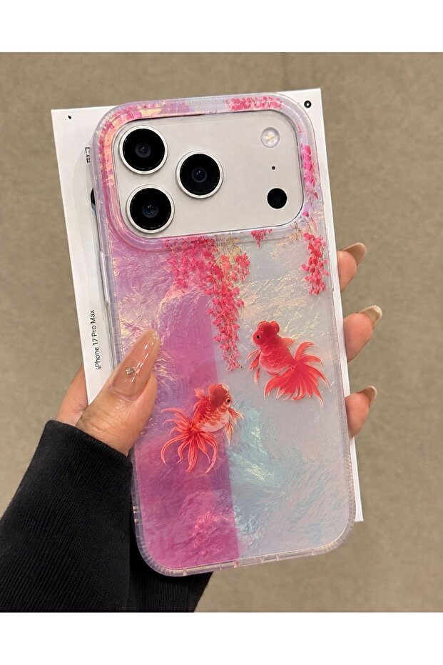 iPhone 17 Pro Compatible (Internally Printed) Shiny Patterned Soft Transparent Side Flashy Phone Case
