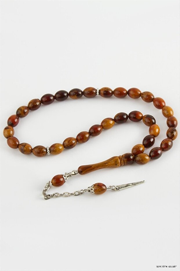 Spt-Gld Olive Shaped Plastic Prayer Beads 8X11 (05515) mm Tan