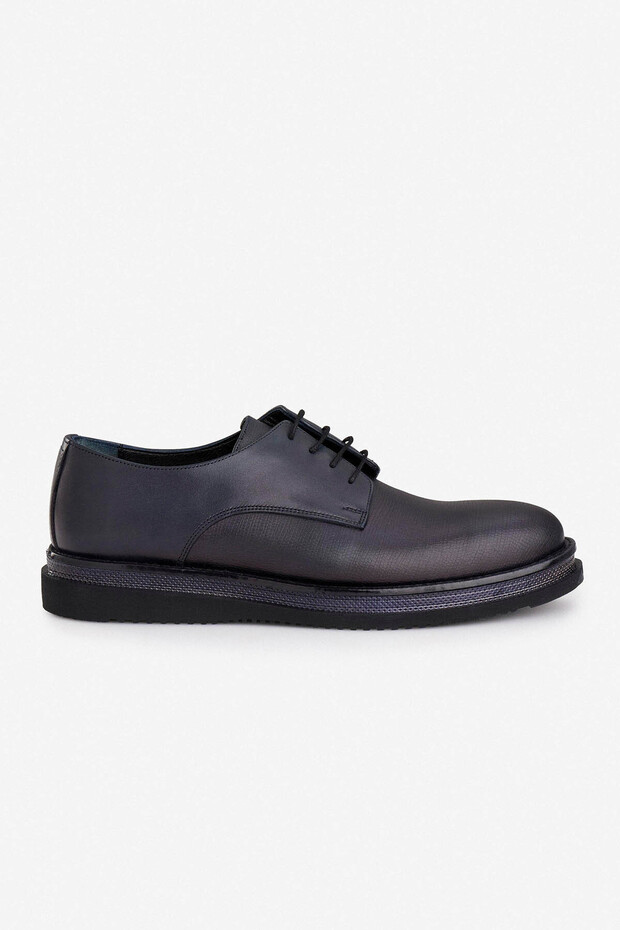 Real Leather Lace-Up Navy Blue Men's Classic Shoes Say2001500038