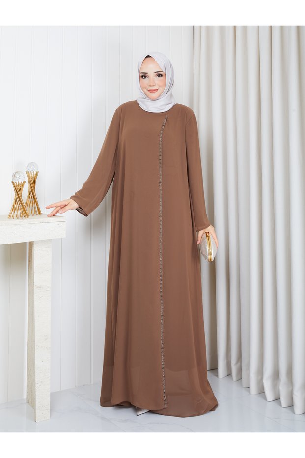 Plus Size Dress with Stone and Pearl Embellishments