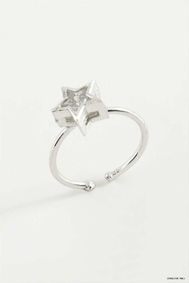Zngzrmll Rectangular Stone Ring (34424) Silver Color