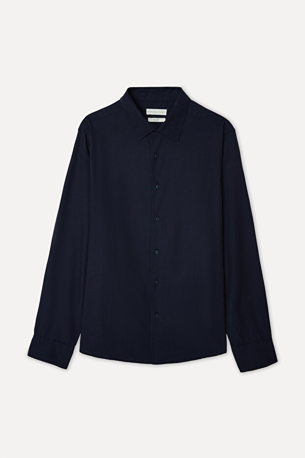 Men's Navy Blue Regular Fit Long Sleeve Shirt