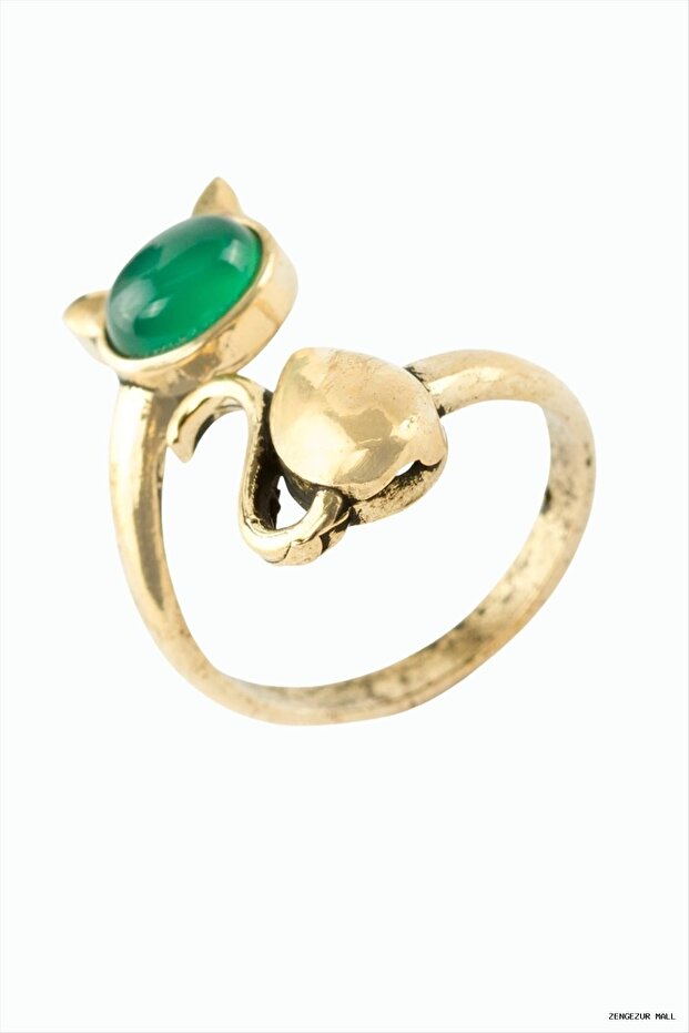 Zngzrmll Authentic Ring with Natural Stone (33715) Green Agate