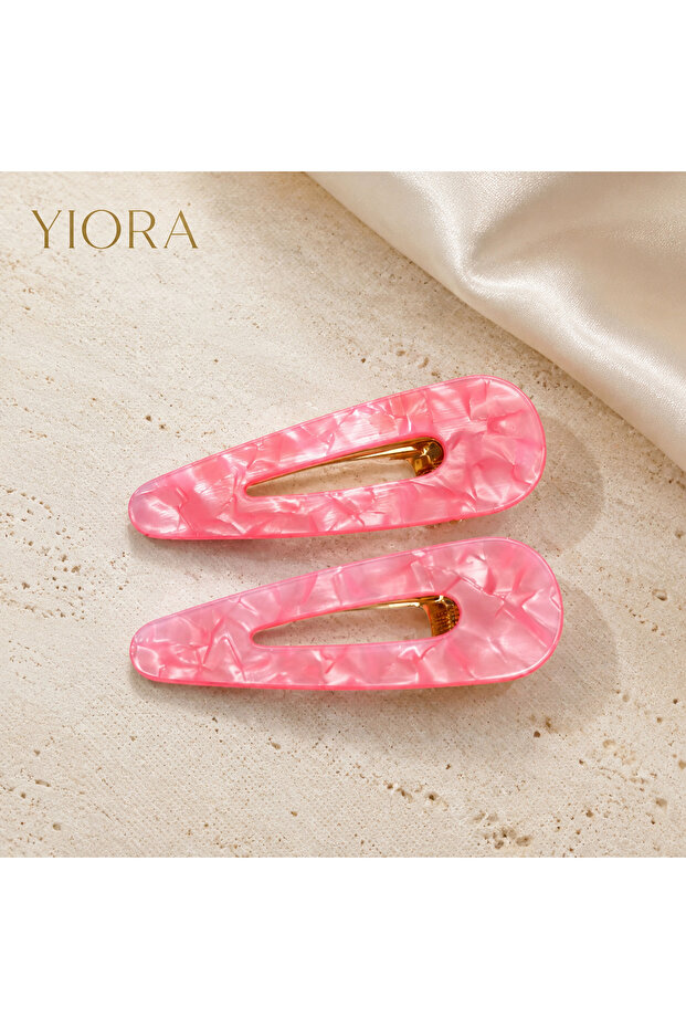Set of 2 Imported Series Pearlescent Acetate Side Clips - Makeup and Skin Care Clip Set, Non-Marking