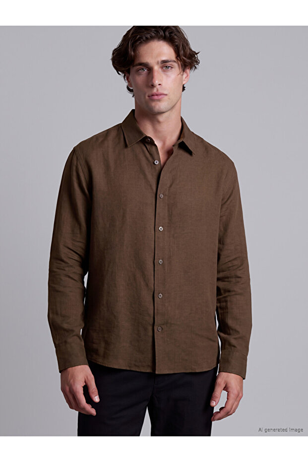 Özmarka New Season Brown Regular Fit Men's Shirt