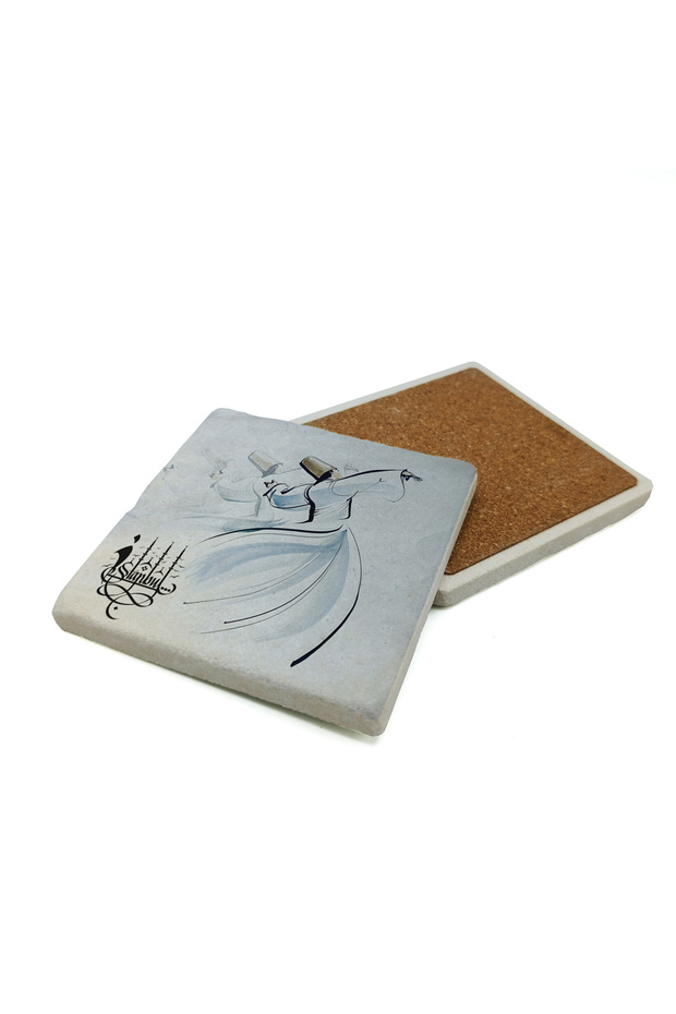 Semazen Printed Natural Stone Coaster 10X10 Krt-72
